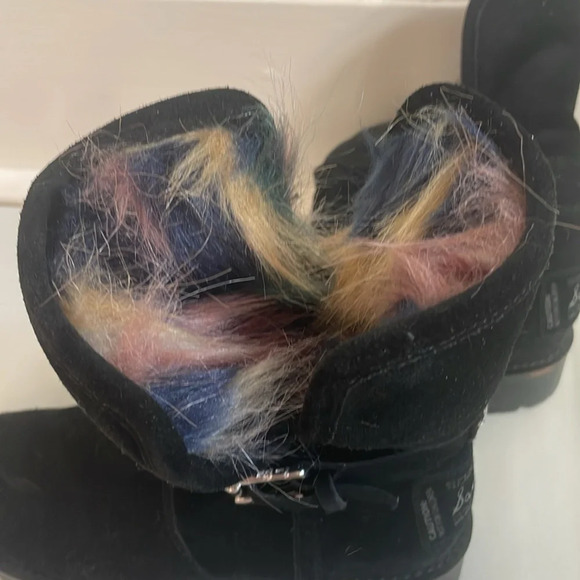 Sam Edelman women’s size 6.5 Jeanie Black Leather Boots faux fur lining multi - Picture 4 of 10